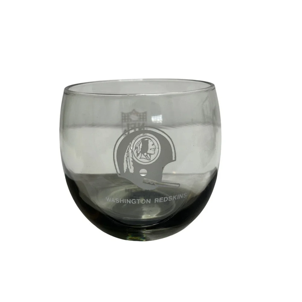 Vintage Washington Redskins NFL Smoked Glass Tumbler‎ Helmet Logo Grey Etched
